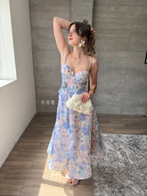Cargar imagen en el visor de la galería, Ayla - Vestido midi con estampado floral azul