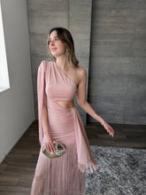 Cargar imagen en el visor de la galería, Elyse - Vestido midi flecos rosa