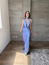 Cargar imagen en el visor de la galería, Milah - Vestido largo satinado azul claro
