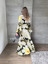 Cargar imagen en el visor de la galería, Saskia - Vestido largo con mangas negro multicolor