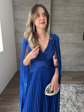 Cargar imagen en el visor de la galería, Paros - Vestido largo plisado azul rey