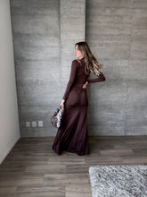 Cargar imagen en el visor de la galería, Simone - Vestido largo con manga chocolate