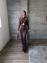 Cargar imagen en el visor de la galería, Simone - Vestido largo con manga chocolate