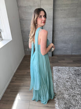 Cargar imagen en el visor de la galería, Peplum - Vestido largo plisado menta