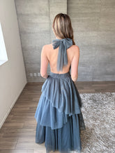 Cargar imagen en el visor de la galería, Barroca - Vestido largo de tul azul pizarra