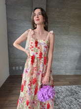 Cargar imagen en el visor de la galería, Pérola - Vestido midi flores bordadas