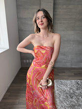 Cargar imagen en el visor de la galería, Freesia - Vestido strapless de satín multicolor