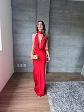 Cargar imagen en el visor de la galería, Piera - Vestido satinado largo rojo