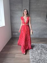 Cargar imagen en el visor de la galería, Carmine - Vestido largo estampado floral rojo