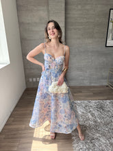 Cargar imagen en el visor de la galería, Ayla - Vestido midi con estampado floral azul