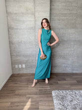 Cargar imagen en el visor de la galería, Mika - Vestido largo verde azulado