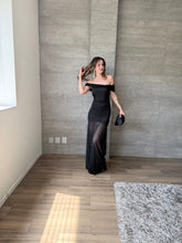 Cargar imagen en el visor de la galería, Giorgia - Vestido largo de mesh negro