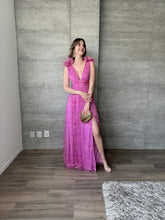 Cargar imagen en el visor de la galería, Begoña - Vestido largo de tul floral rosa