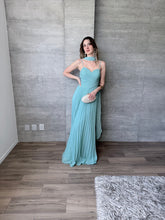 Cargar imagen en el visor de la galería, Peplum - Vestido largo plisado menta