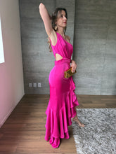 Cargar imagen en el visor de la galería, Galatea - Vestido satinado asmiétrico rosa