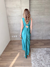Cargar imagen en el visor de la galería, Mika - Vestido largo verde azulado