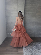 Cargar imagen en el visor de la galería, Barroca - Vestido largo de tul terracota