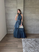 Cargar imagen en el visor de la galería, Barroca - Vestido largo de tul azul pizarra