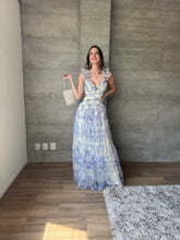 Cargar imagen en el visor de la galería, Ariana - Vestido tul azul estampado floral