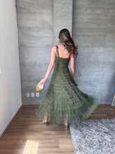 Cargar imagen en el visor de la galería, Lena - Vestido midi de tul color olivo