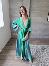 Cargar imagen en el visor de la galería, Jericó - Kaftan satinado verde