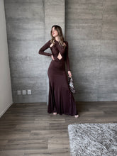 Cargar imagen en el visor de la galería, Simone - Vestido largo con manga chocolate