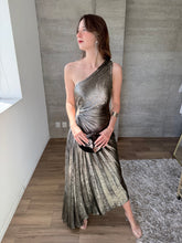 Cargar imagen en el visor de la galería, Eclipse - Vestido midi plisado negro plateado