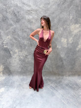 Cargar imagen en el visor de la galería, Loren - Vestido largo de satin color malva