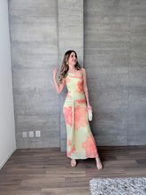 Cargar imagen en el visor de la galería, Yuzu - Vestido largo de mesh amarillo floral