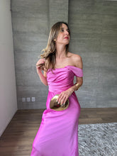 Cargar imagen en el visor de la galería, Fiorella - Vestido satinado rosa