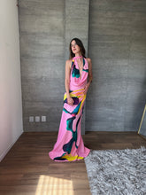 Cargar imagen en el visor de la galería, Amarena - Vestido largo satinado floral