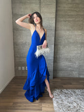 Cargar imagen en el visor de la galería, Manuela - Vestido azul largo con olanes
