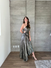 Cargar imagen en el visor de la galería, Eclipse - Vestido midi plisado negro plateado
