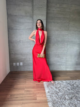 Cargar imagen en el visor de la galería, Piera - Vestido satinado largo rojo