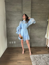 Cargar imagen en el visor de la galería, Caliope - Vestido corto azul con olanes