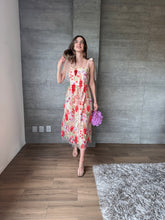 Cargar imagen en el visor de la galería, Pérola - Vestido midi flores bordadas