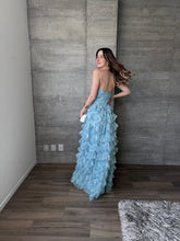 Cargar imagen en el visor de la galería, Coraline - Vestido largo de tul floral azul turquesa