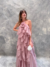 Cargar imagen en el visor de la galería, Rosaleda - Vestido largo de olanes en capas color malva
