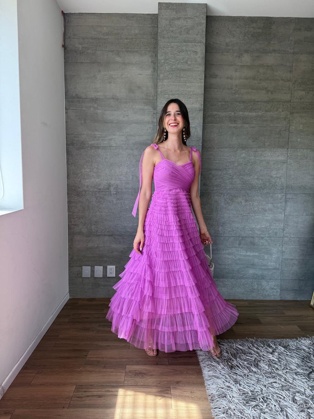 Lena - Vestido midi de tul color orquidea