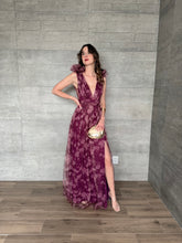 Cargar imagen en el visor de la galería, Begoña - Vestido largo estampado floral morado
