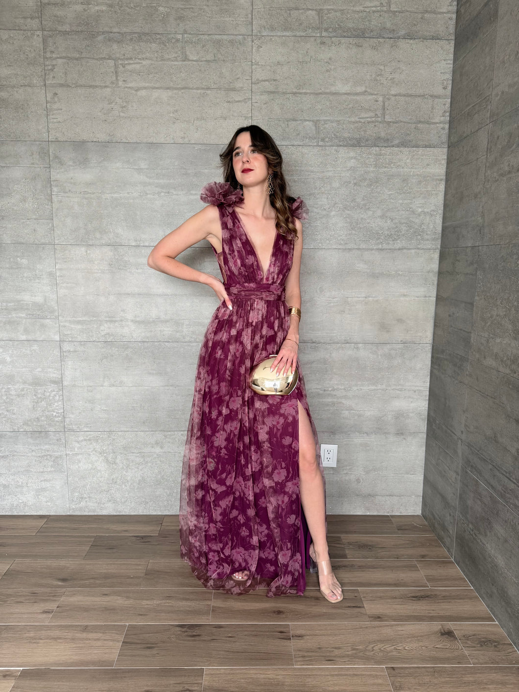 Begoña - Vestido largo estampado floral morado