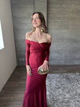 Cargar imagen en el visor de la galería, Colette - Vestido largo con manga color vino
