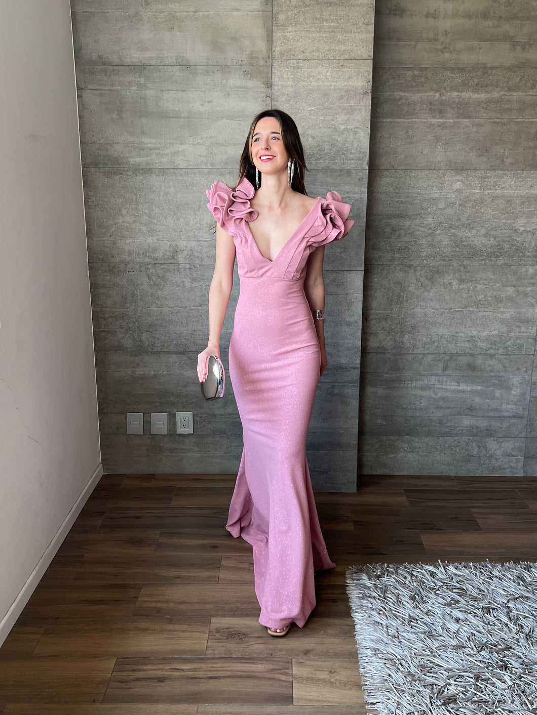 Marissa - Vestido rosa con olanes