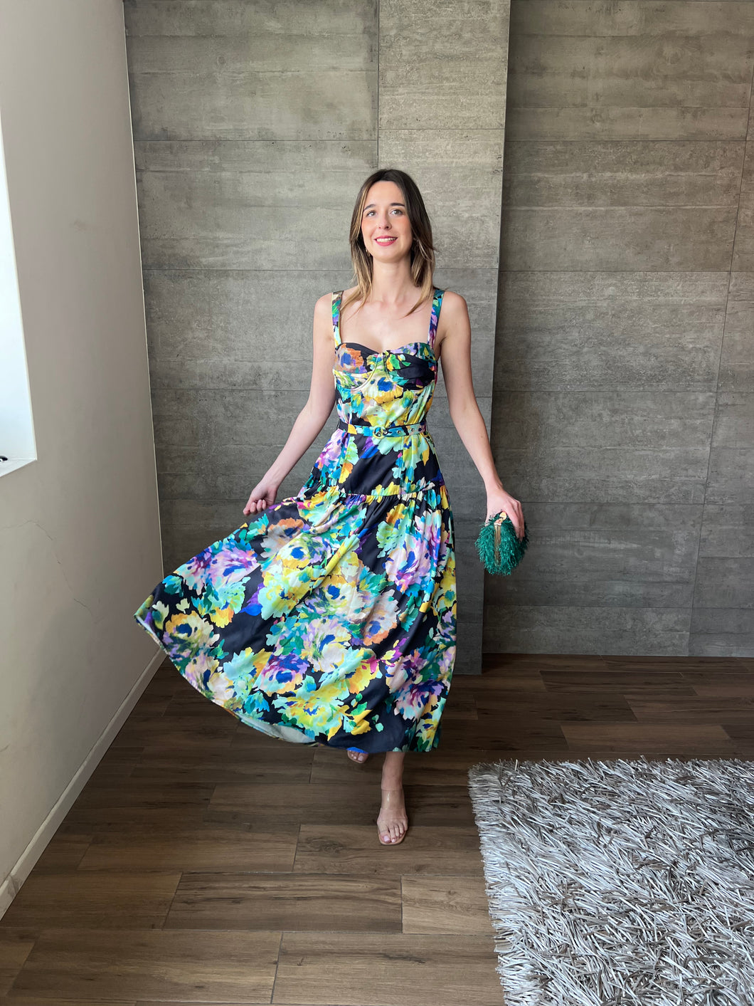 Martina - Vestido midi floral de tirantes