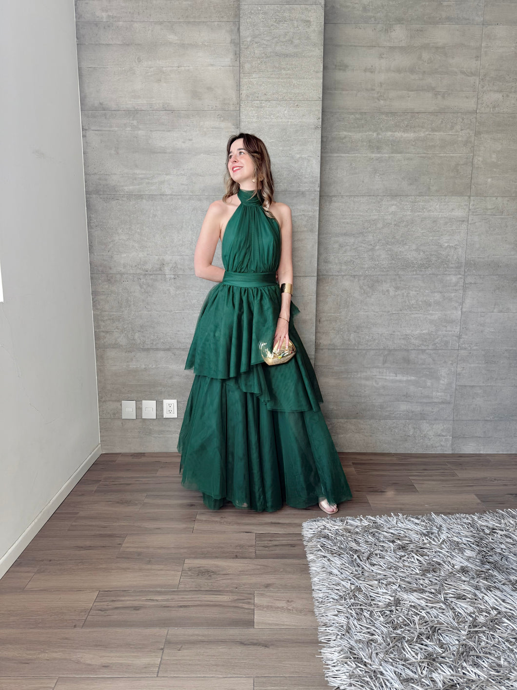 Barroca - Vestido largo de tul verde