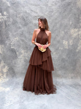 Cargar imagen en el visor de la galería, Barroca - Vestido largo de tul color chocolate
