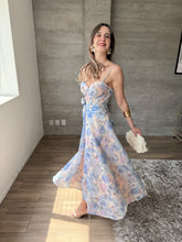 Cargar imagen en el visor de la galería, Ayla - Vestido midi con estampado floral azul
