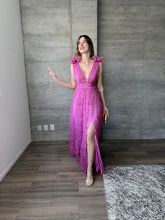 Cargar imagen en el visor de la galería, Begoña - Vestido largo de tul floral rosa
