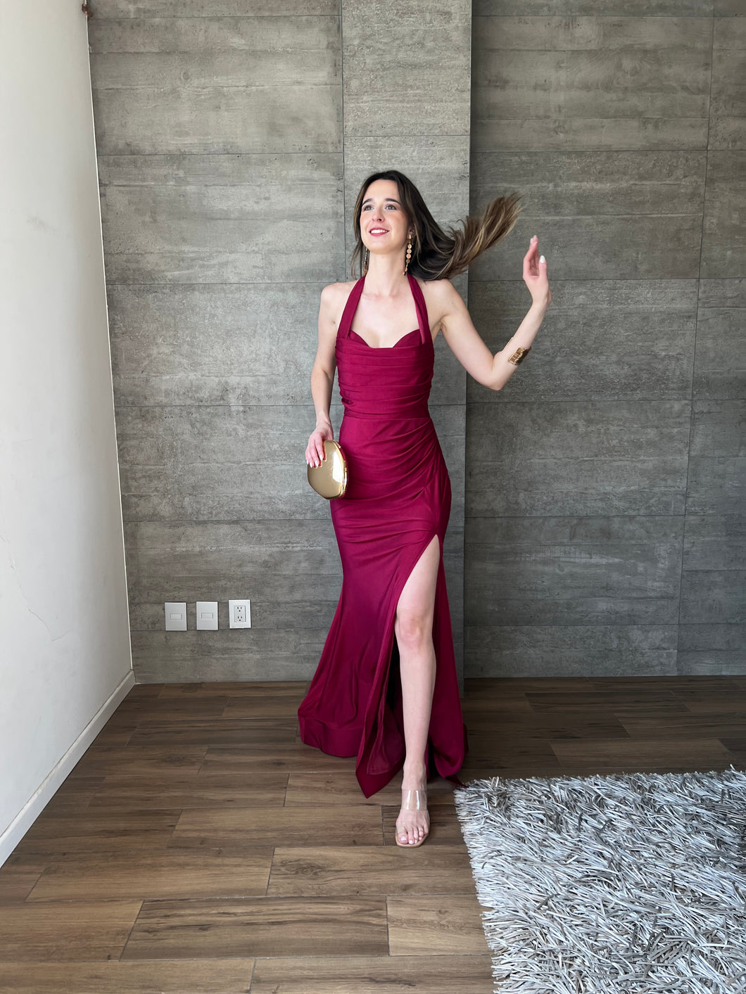 Lorella Vino - Vestido largo satinado