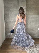 Cargar imagen en el visor de la galería, Ariana - Vestido largo floral azul pizarra multi
